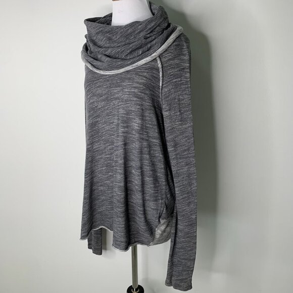Free people Beach Boho Gray Cowl Neck Long Sleeve T Shirt One Size - Picture 3 of 12